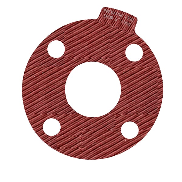 Macho O-Ring & Seal 3in Full Face Predator 1330 Flange Gasket Red EPDM, NSF-61 Certified, 1/8in Thick, 10PK 300.PFF150.M0010 - main